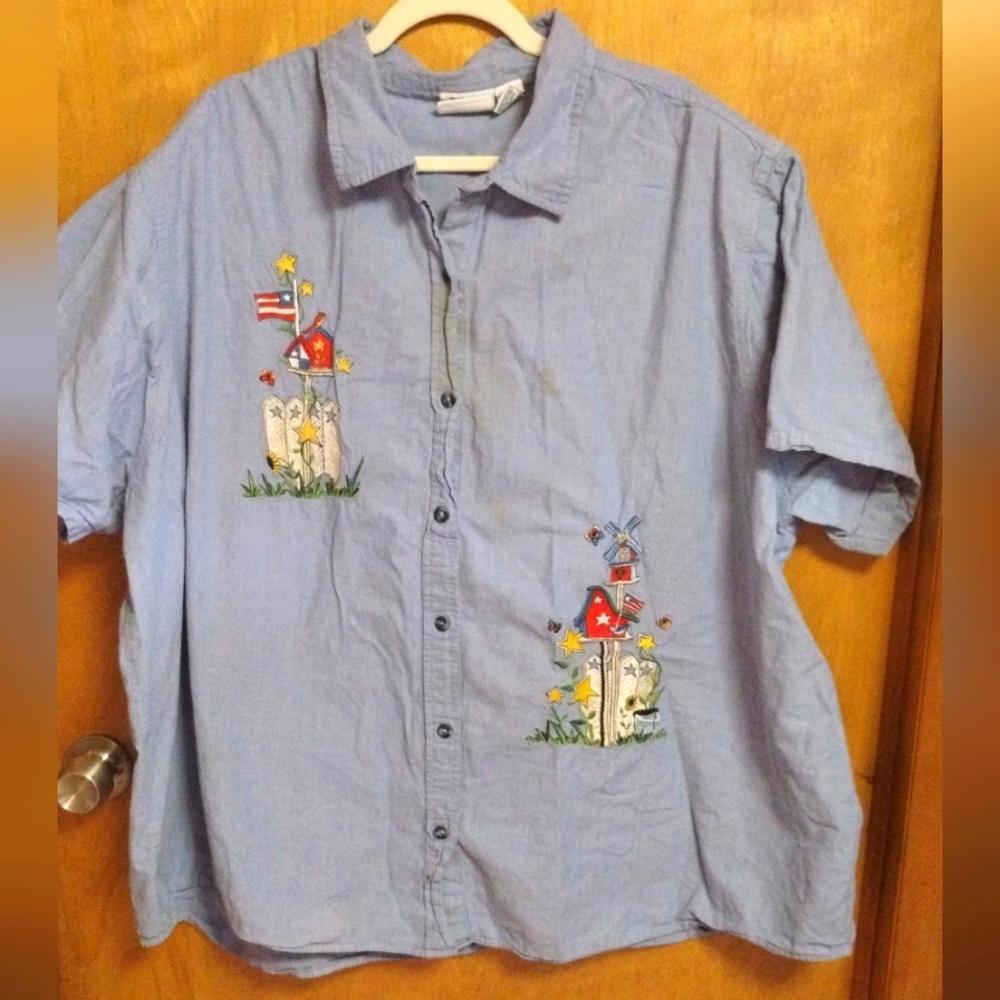 Blue Embroidered Woman's Shirt